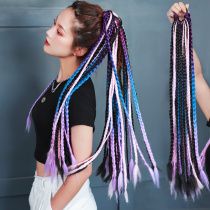Non-mainstream purple pink double ponytail twist pigtail wig Boxing braided wig piece can tie ponytail hip hop gradient tide