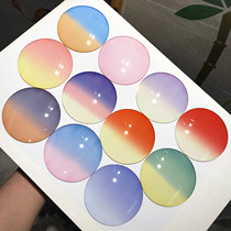 Colorful dyed myopia sunglasses lenses aspherical resin ultra-thin 1 74 gradient red and yellow powder sunglasses 1 67