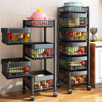 Movable kitchen rotating storage rack home floor multi-layer vegetable basket