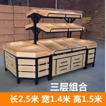 Supermarket Fruit Shelf Display Rack Multifunctional Fruit Shelf Vegetable Rack Steel Wood Rack Fruit Shop Nakajima