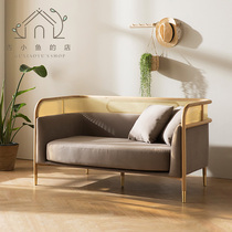 Nordic rattan real Vine sofa homestay creative log double wicker chair living room small apartment light luxury leather sofa