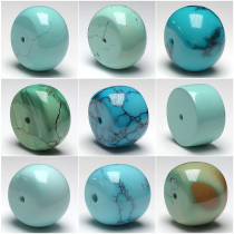 (Support national inspection) Natural raw ore turquoise drum beads high porcelain mesh flowers separated water grass grain scattered beads single with beads