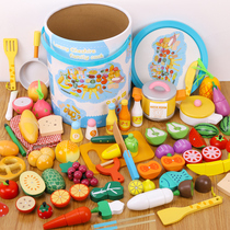 Wooden childrens fruit Chesler toys boys and girls play house vegetables baby dishes kitchen set cake