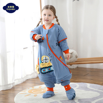 Mickey monkey sleeping bag baby autumn and winter thickened cotton childrens anti-kicking artifact thermostatic baby pajamas