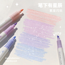 Soft eye-guarding fluorescent pen students use key account pen fluorescence pen pen color flash flash label pen girl