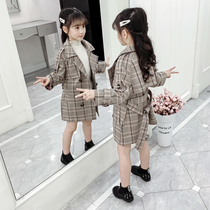 Net Red childrens clothing girl coat 2021 autumn new childrens coat girl Korean version of foreign style long trench coat tide
