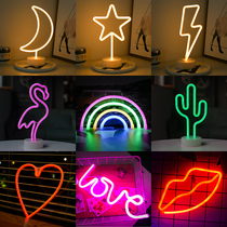 Wall room neon lights decorative Net red flashing lights string lights starry lights star lights bedroom decoration ins