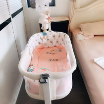 Baby lathe dual-purpose newborn baby crib movable small push-up trolley Shaker bed multi-function bed