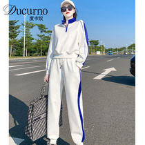 Ducurno Leisure Sports Suit Women 2022 Spring Autumn New Running Suit Fashion Sport Foreign Air Two Sets