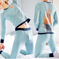 Mens warm underwear suit pure cotton slim wire clothing line pants youth autumntypants autumn and winter cotton sweatshirt bottom pants