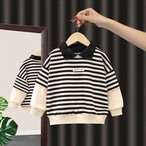 Boy Sweatshirt Spring Autumn Childrens Clothing Stripe POLO Collar Korean Version Blouse 2022 New Baby Long Sleeve Autumn Clothing Tide