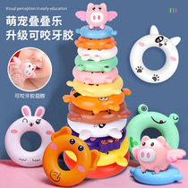 Baby childrens stacked music educational early education toys rainbow tower ring baby improve hands-on ability 0-3 one year old
