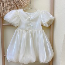 Childrens clothing 2021 summer new princess dress girl Twilight gauze dress foreign children bubble sleeve skirt summer