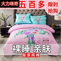 Pure cotton four-piece set thickened cotton 100 brushed duvet cover Nordic bedding sheets Double dormitory three-piece set 4