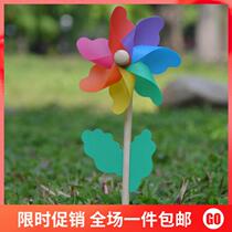 Windmill decoration colorful outdoor wooden pole rotating color kindergarten plastic children holding large windmill toy