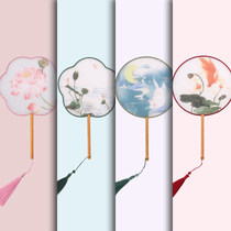 Tuan Fan Antique Fan Chinese Style Children's Hanfu Female Small Round Fan Embroidery Double-sided Dance Ancient Costume Cheongsam Tassel