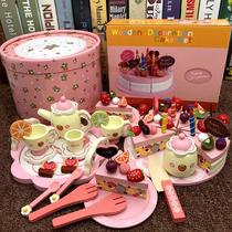 Girl's New Year's Birthday Gift Simulation Cake Young Children's Wooden Cichele House Kitchen Princess Toys