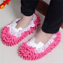 Slippers for men and women use chenille rag mop shoe cover artifact removable and washable lazy person vacuuming mop shoe cover