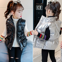 Girls winter vest 2021 new childrens foreign-style coat Chinese fashion down cotton warm horse clip