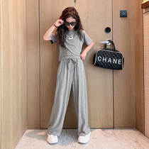 Girls summer clothing suit 2022 new ocean gas children Summer clothes CUHK Trendy Short Sleeve Sports Two Sets