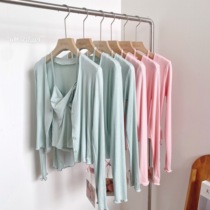 Sugar cube breathable sunscreen cardigan pure desire camisole two-piece hot girl net red fried street casual suit female summer