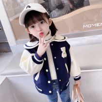 Girls coat autumn and winter 2021 New Net red female baby children foreign fashion fashion plus velvet children Winter Baseball suit