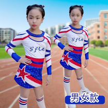 June 1 Childrens Day Cheerleading performance suit Summer Hip-hop summer short sleeve La La exercise performance suit Chinese style