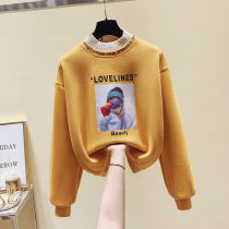 Fake two pieces plus velvet women autumn and winter ins thickened half high collar 2020 New loose Korean version