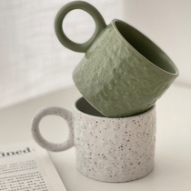 Baiyu big ear embossed mug creative round handle large capacity water cup breakfast cup milk cup coffee cup