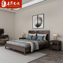 Wood Zhen Oriental new Chinese style bed Solid wood bed Ebony 1 8 meters master bedroom double bed Modern simple 1 5 dresser