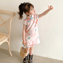 Girls cheongsam summer new Chinese wind Net Red little girl dress baby Tang suit Hanfu ethnic style childrens clothing