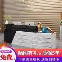 Imitation marble cashier counter simple front desk reception desk information desk Shop custom commercial bar table small~
