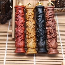 Sandalwood carved snuff bottle dragon pattern Ebony snuff bottle green sandalwood sandalwood crafts handlebar keychain play