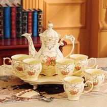 Water glass tea set suit Home European style Living room Ceramics Water cup with teacup Teapot Teapot full of luxurious with tray