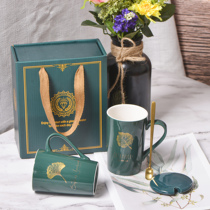 Bulk stone mug sweethearts cup with lid spoon gift box set birthday wedding gift ceramic cup Nordic simplicity