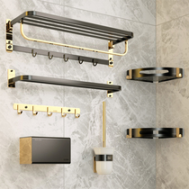 Light luxury towel rack non-perforated toilet rack wall hanging bathroom stainless steel folding towel bar toilet
