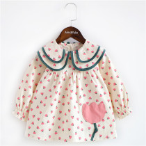 Ah Xi Heyue children's anti-dressing baby spring and autumn eating anti-dirty protective clothing female baby foreign style cute cotton overalls