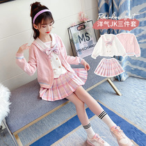 Girls dress Dress Spring Dress Academy Wind Children JK Uniform Skirt Suit Bully Spring Autumn Princess Dress Three Sets