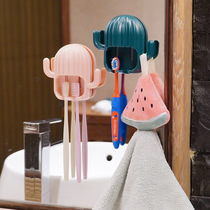 Toothbrush Fixer Wall Patch Containing Hook Toothbrush Shelf Free of perforated wall wall-mounted cacti suction wall-mounted
