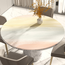 Water Ink Painting Leather Round Table Cloth Waterproof Anti-Oil Wash Silicone Table Mat Anti-Burn Table Round Table Mat Cloth