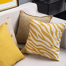Turmeric colour hemp cloth holding pillow cover floating window sill simple vegetarian colour cotton linen with pillow balcony floating window suit combined cushions