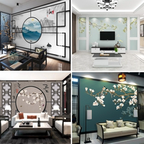 Customized Chinese style with border shape lines bamboo wood fiberboard background painting wall panel 8d concave and convex high gloss board painting