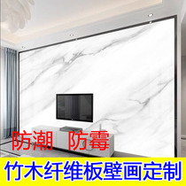 Customized imitation marble pattern bamboo wood fiberboard living room background wall integrated board seamless film and television Wall wall panel quick installation