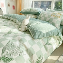Gentle Wind Ins Nets Red flowers Three-four sets of pure cotton 100 All cotton Bedsheets Bedding Bed for Bedding Bedclothes