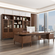New Chinese style office desk and chair antique frame combination solid wood boss table atmospheric president table large shift desk office bookcase