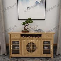 New Chinese Solid Wood Hyun Guan Cabinet Dining Side Cabinet Ground Wine Cabinet Short Cabinet Tea Water Cabinet Hotel Clubhouse Furniture Custom