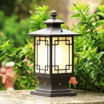 Outdoor solar pillar lamp new Chinese waterproof garden pillar lamp outdoor Villa fence gate courtyard lamp