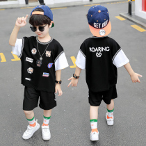 South Korean boy 2022 summer clothing suit childrens summer sports boys basketball uniform with pure cotton T-shirt short sleeves