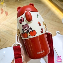 Childrens thermos cup childrens water Cup kindergarten anti-drop portable with straw baby one year old large capacity boy