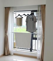 The new balcony floor-to-ceiling drying rack indoor hanger can be raised and retractable double pole hanger